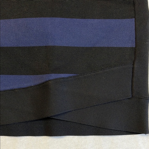 NEW BCBGMaxAzria ALINA Navy Blue Black Striped Hourglass Bandage Mini Skirt XXS - Picture 4 of 12